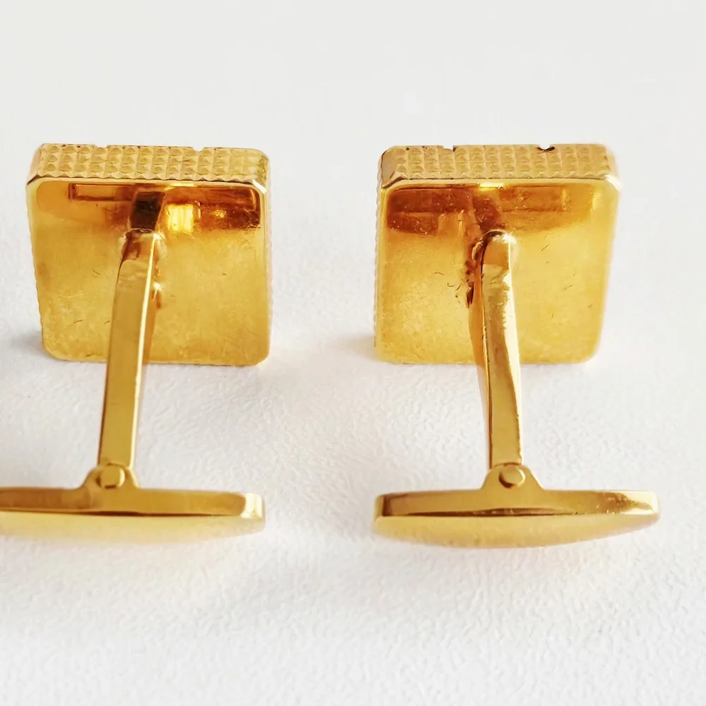 YSL Gold-plated Lattice Grid Logo Cufflinks